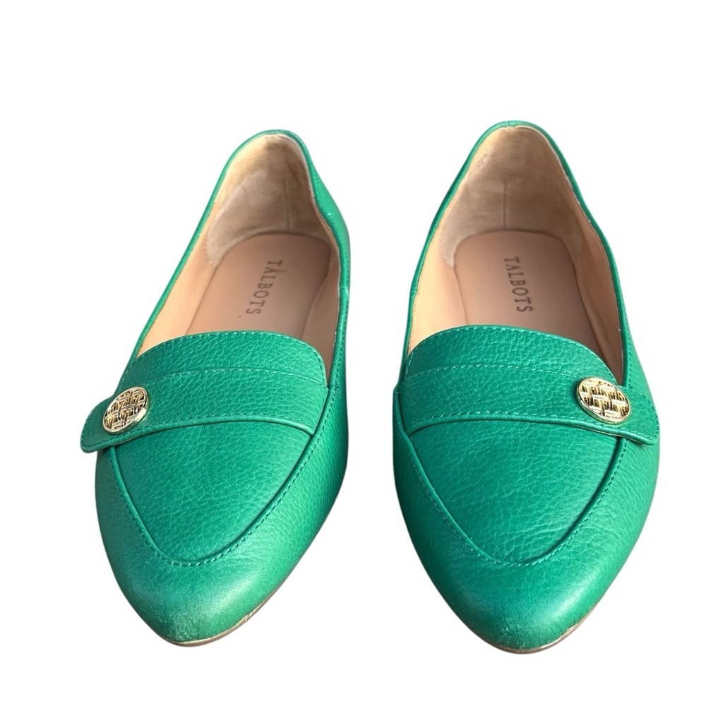 New Talbots Green Leather Francesca Pointed-Toe Slip On Driving Loafers 7 - Picture 6 of 10